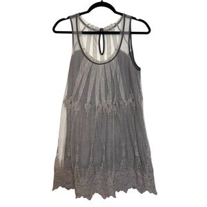 Promod Gray Sheer Lace Swing Tank Top EU 40 Medium Whimsygoth Fairygrunge